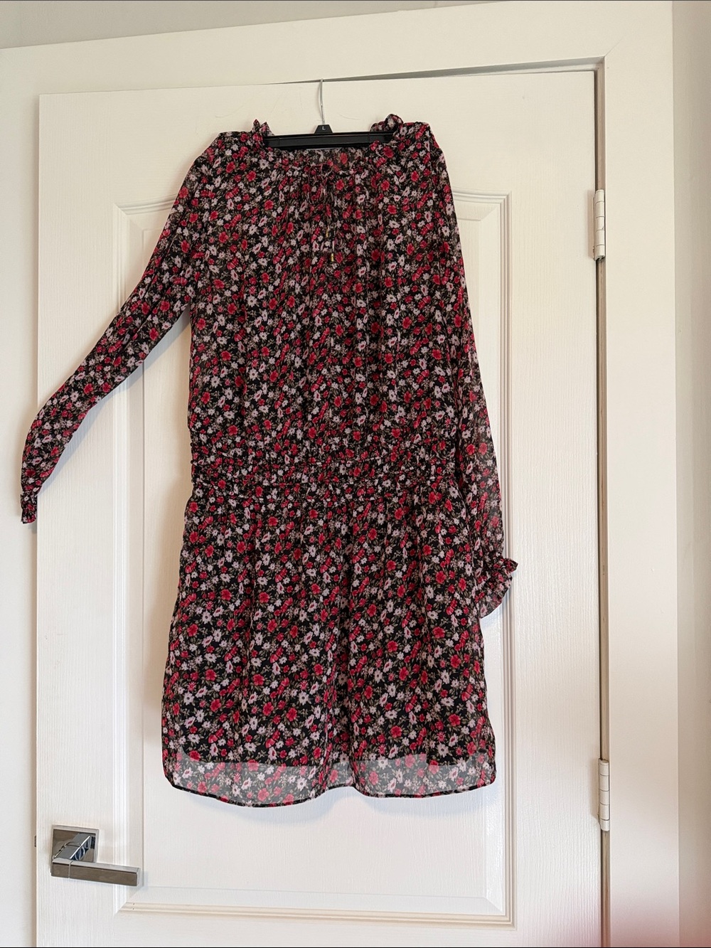 Socialite Black Floral Mini Skirt with Red and Pink Accents